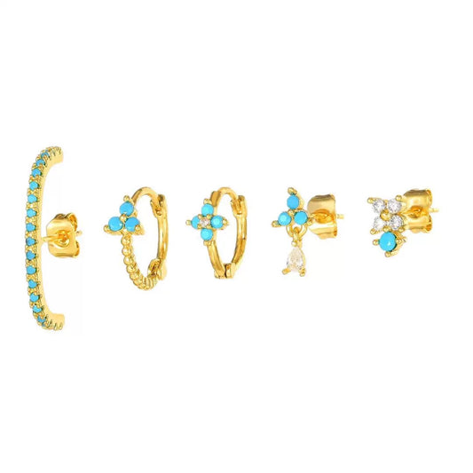 Set Orecchini Fiori Turchese