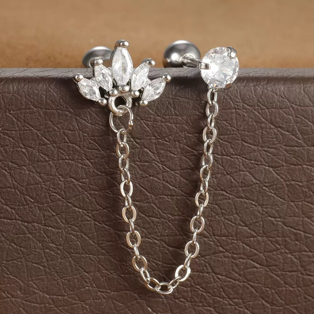 Orecchino Crown Chain