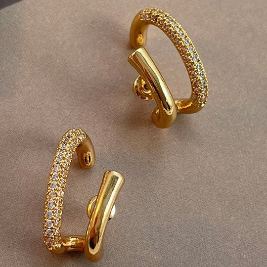 Aurelia Orecchini Doppia Fascia con Zirconi