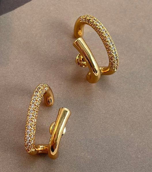 Aurelia Orecchini Doppia Fascia con Zirconi