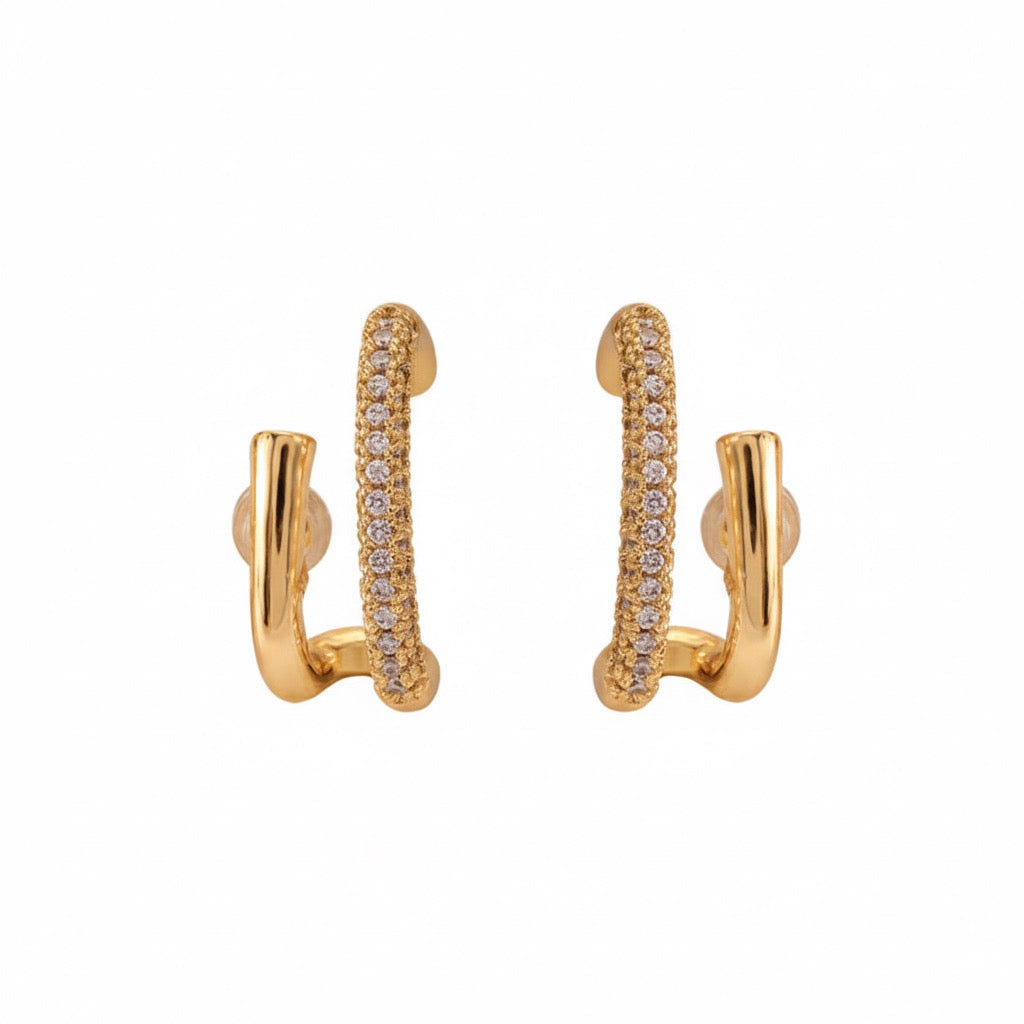 Aurelia Orecchini Doppia Fascia con Zirconi