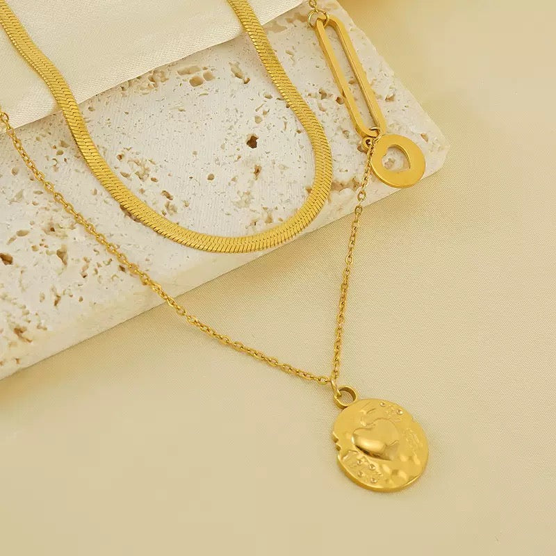 Collana Amore Dorato Doppia Fascia