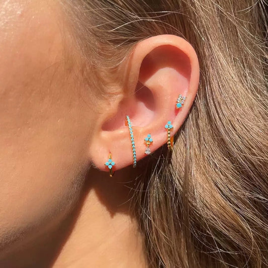 Set Orecchini Fiori Turchese