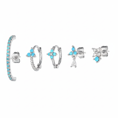 Set Orecchini Fiori Turchese