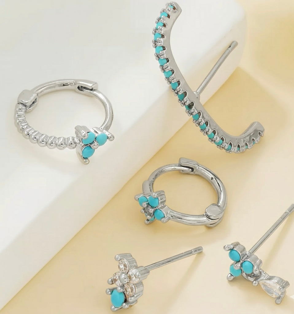 Set Orecchini Fiori Turchese