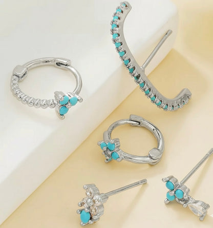Set Orecchini Fiori Turchese