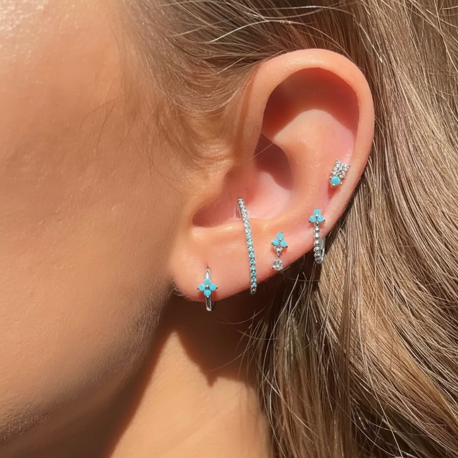 Set Orecchini Fiori Turchese