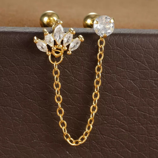 Orecchino Crown Chain
