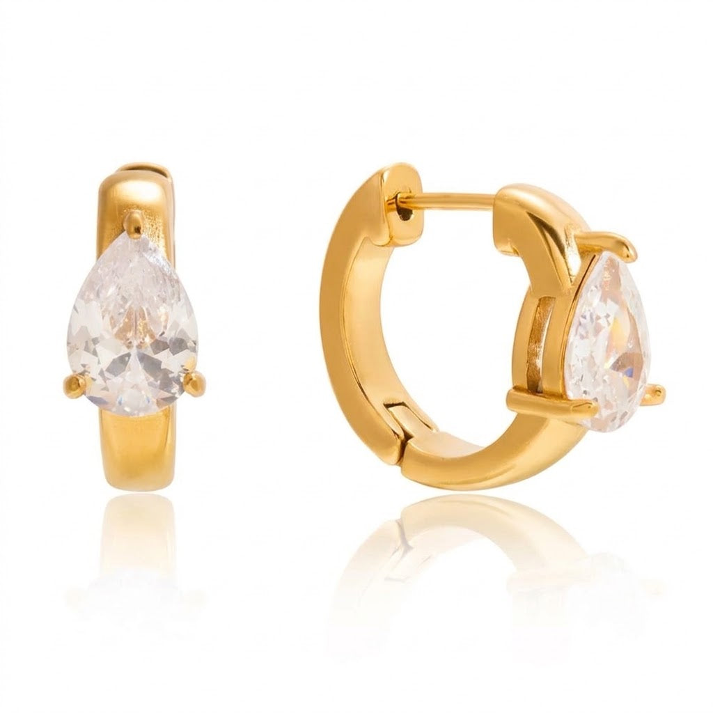 Orecchini Hoops Goccia – Cerchi con Zirconi