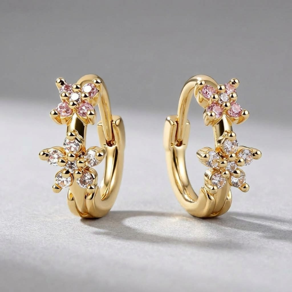 ⁠Orecchini Cerchietti Duo Petal