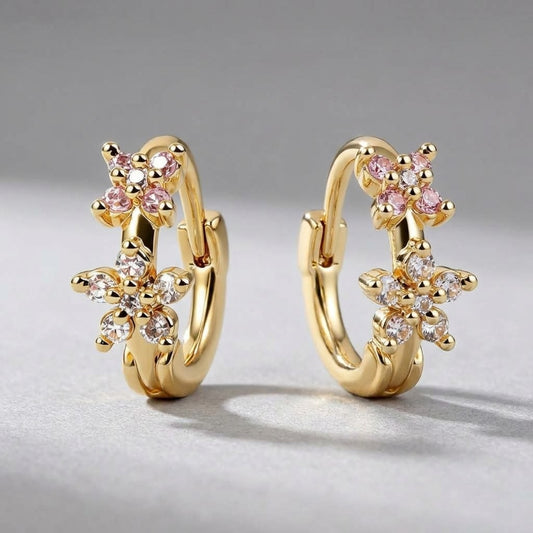 ⁠Orecchini Cerchietti Duo Petal