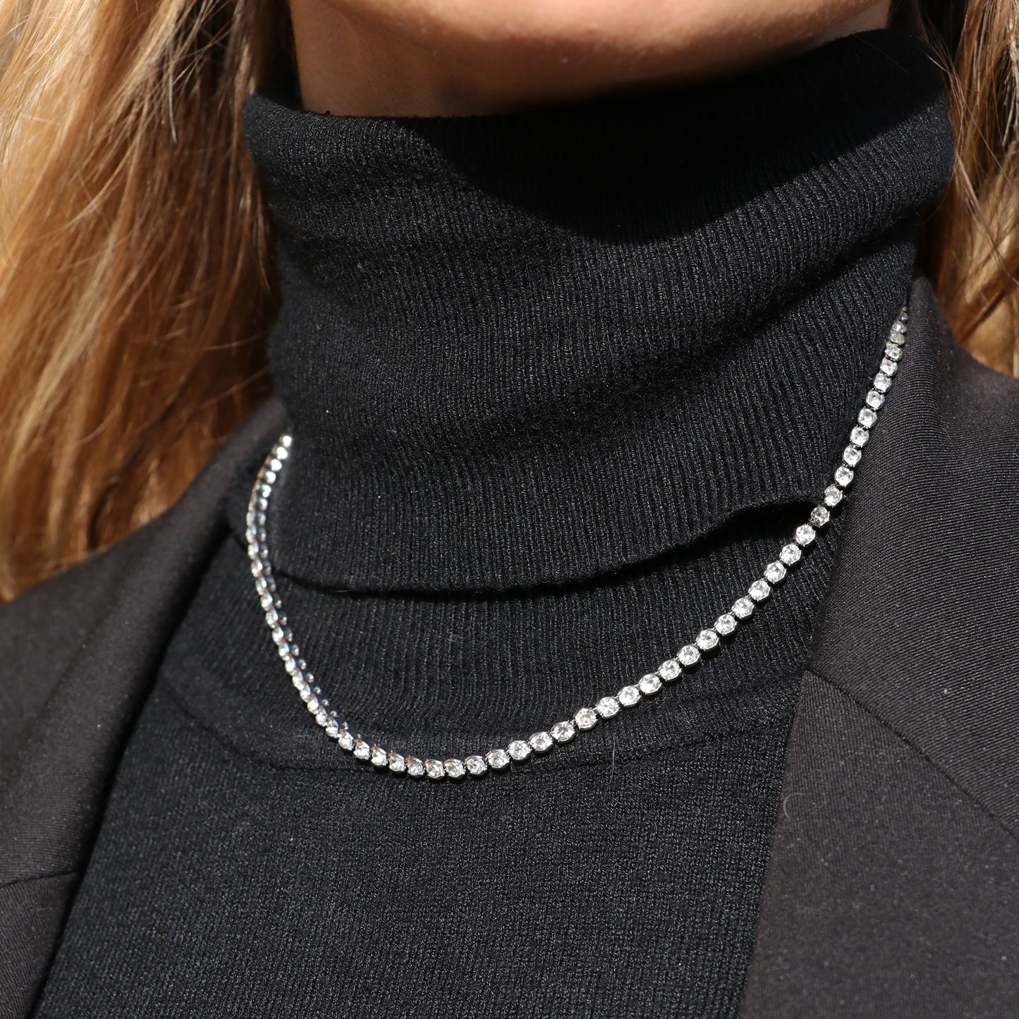 Brilla Collana Tennis Girocollo Regolabile 3mm